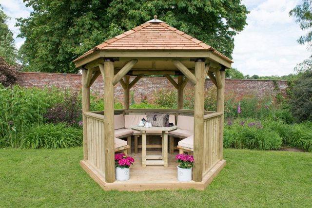 Forest Garden Forest Garden Premium Hexagonal Garden Gazebo With Cedar Roof