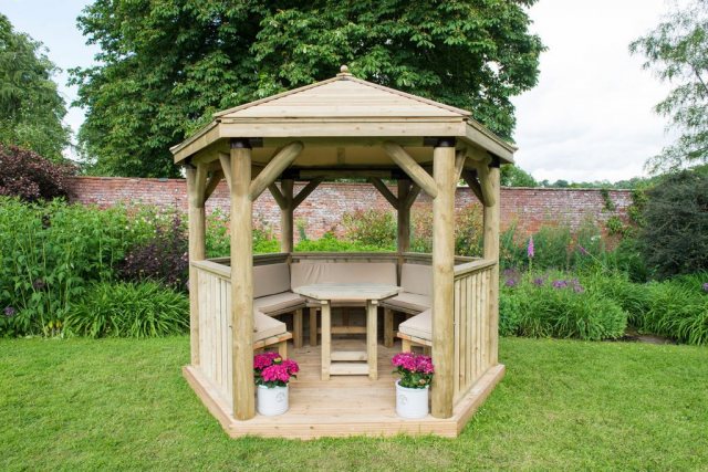 Forest Garden Forest Garden Premium Hexagonal Garden Gazebo With Timber Roof