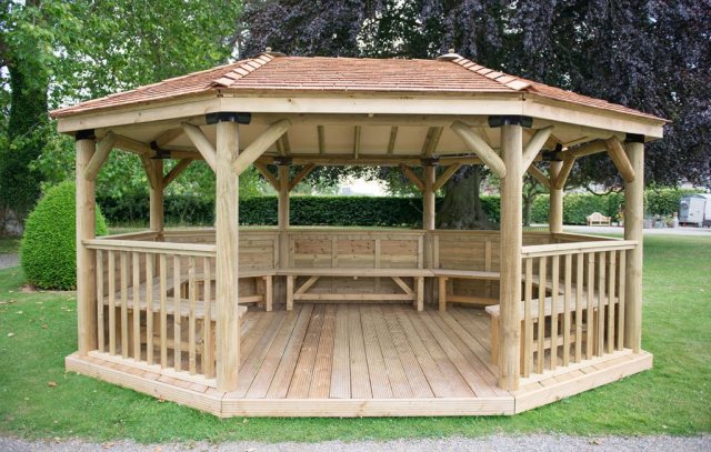 Forest Garden Forest Garden Premium Oval Garden Gazebo With Cedar Roof