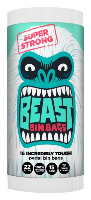 Beast Drawstring Pedal Bin Bag 22L 15 Pack