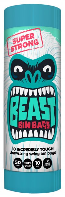Beast Drawstring Swing Bin Bag 50L 10 Pack