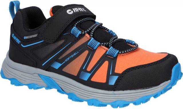 HI-TEC Hi-Tec Scrappy Waterproof Trail Shoe Black/Blue Danube/Flame