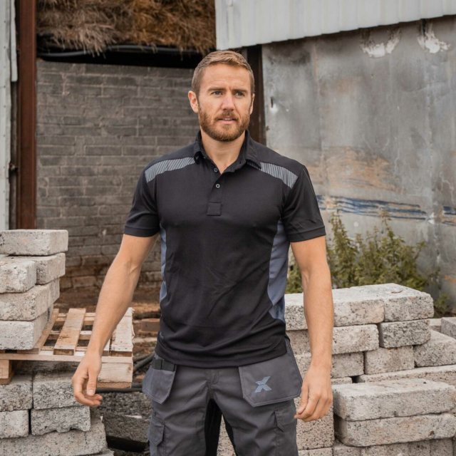 Xpert Workwear Xpert Pro Stretch Polo Shirt Black/Grey