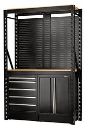 Draper Draper Bunker Modular Storage Combo 2 Tier Racking With Hardwood Shelving, Pegboards & Floor Cabinet