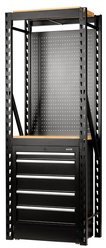 Draper Draper Bunker Modular Storage Combo 2 Tier Racking With Hardwood Shelving, Pegboard & Floor Cabinet