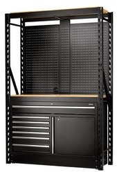 Draper Draper Bunker Modular Storage Combo 2 Tier Racking With Hardwood Shelving, Pegboards & Floor Cabinet