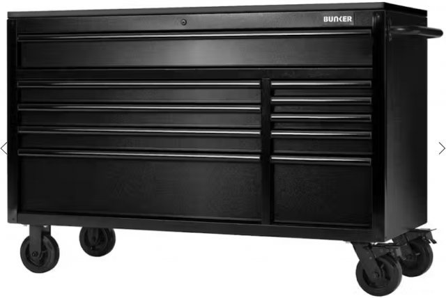 Draper Draper Bunker 10 Drawer Workbench Roller Tool Cabinet With Stainless Steel Worktop 56"
