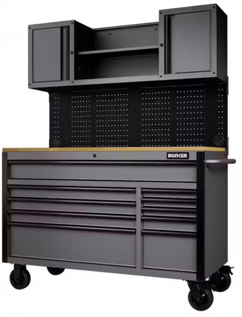 Draper Draper Bunker 10 Drawer Roller Workstation With Workbench 56"