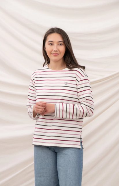Lighthouse   Lighthouse Causeway Breton Top Cranberry Pink Stripe