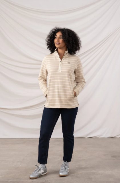 Lighthouse   Lighthouse Shore Sweatshirt Cream Stripe