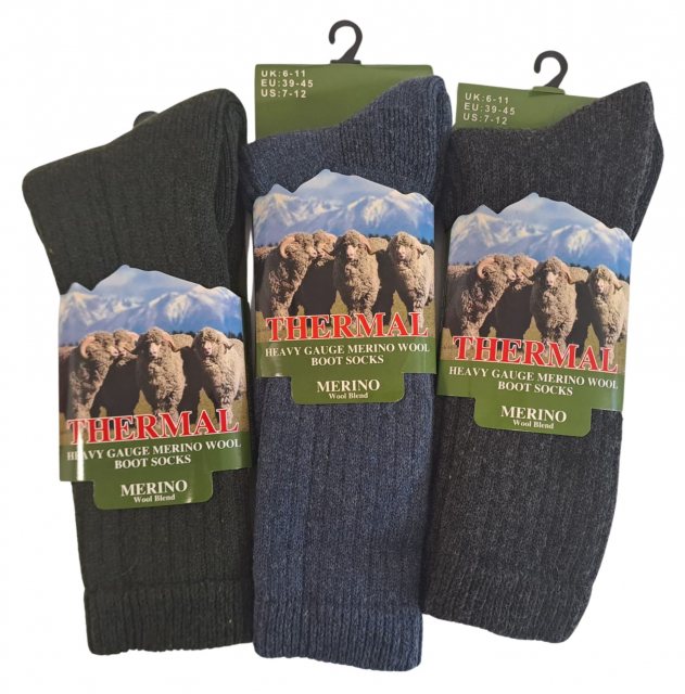 Simply Essentials Men's Thermal Merino Wool Hiking Sock Assorted