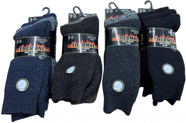 Simply Essentials Men's Thermal Boot Sock 3 Pack Assorted
