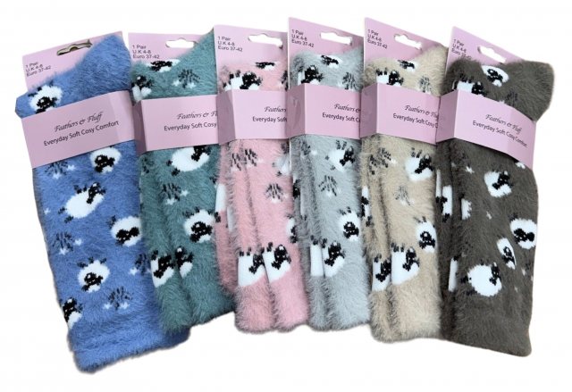 Simply Essentials Ladies Fluffy Sheep Sock Assorted