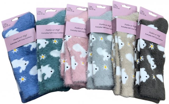 Simply Essentials Ladies Fluffy Bunny Sock Assorted