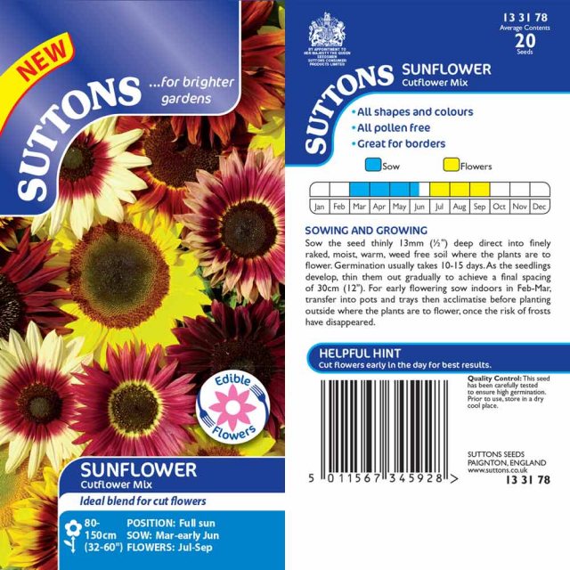 SUTTONS Suttons Cut Flower Sunflower Mix Seeds