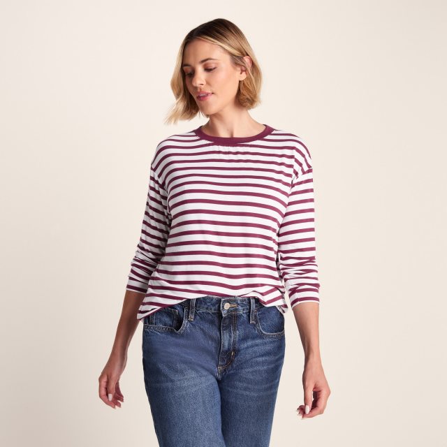 Tog24 Tog24 Kitty T-Shirt Washed Burgundy Stripe
