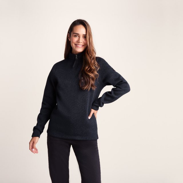 Tog24 Tog24 Pearson Knitlook Zip Neck Fleece Dark Indigo Marl