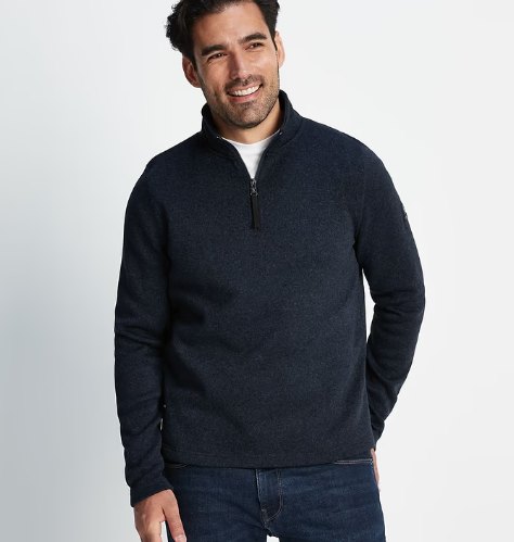 Tog24 Tog24 Pearson Knitlook Zip Neck Fleece Dark Indigo Marl