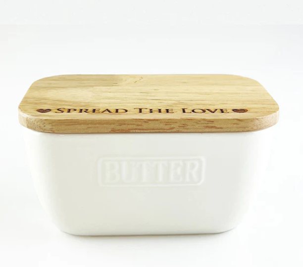 Selbrae House Spread The Love White Butter Dish