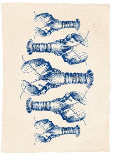 Selbrae House Lobster Repeat Linen Tea Towel