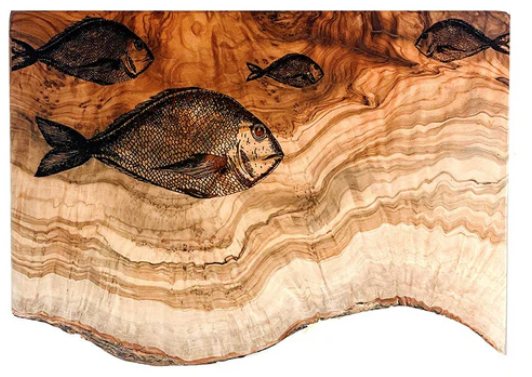 Selbrae House Fish Repeat Olive Wood Chopping Board