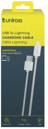 UNIROSS Uniross USB To Apple Phone Lightning Charging Cable 2m