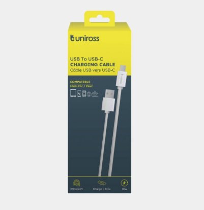 UNIROSS Uniross USB To USB-C Charging Cable 2m