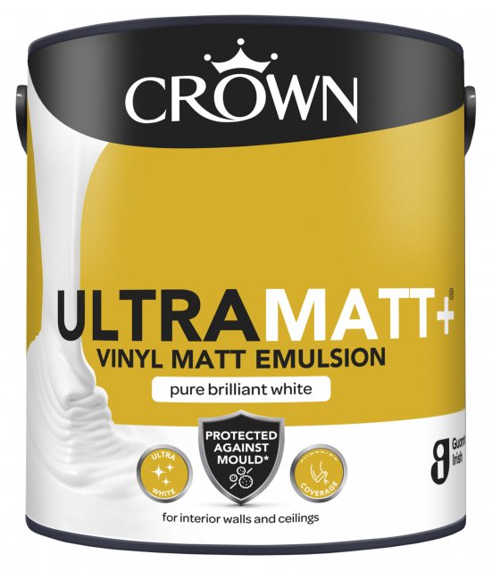 Crown Crown Ultramatt Plus Vinyl Emulsion Paint Pure Brilliant White
