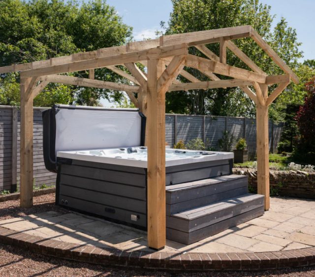 Ruby Apex Wooden Pergola With Overhang Open Roof