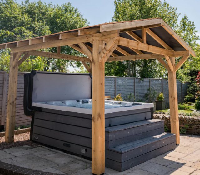 Ruby Apex Wooden Pergola With Overhand Treated Featheredge
