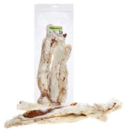 J R Pet Rolled Long Rabbit Skin With Hair Dog Treat 250g