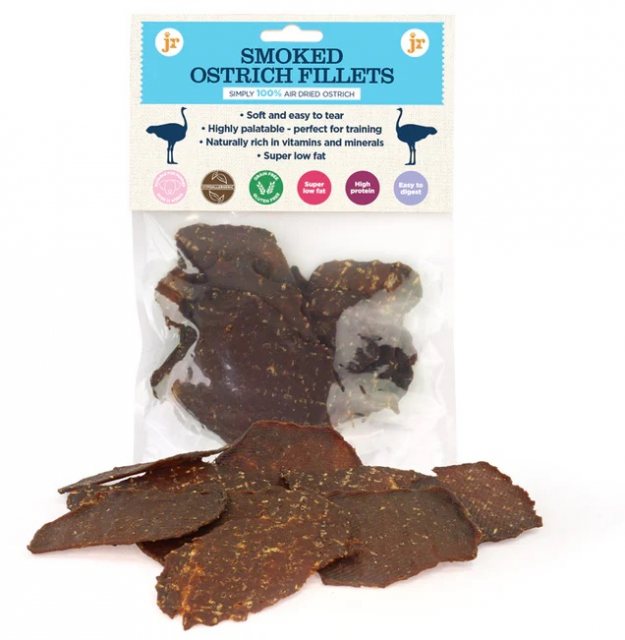 J R Pet Smoked Ostrich Fillet Dog Treat 80g