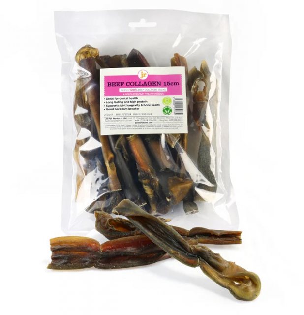J R Pet Beef Collagen Dog Treat 15cm 250g