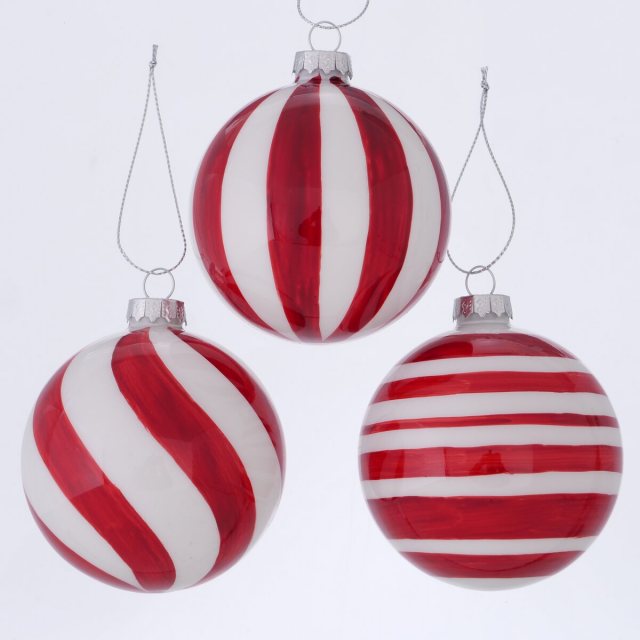BOLTZE Boltze Rolia Striped Bauble Red/White Assorted