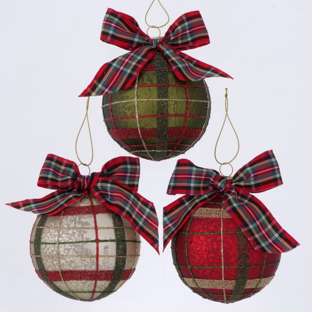BOLTZE Boltze Scotty Checkered Bauble Assorted