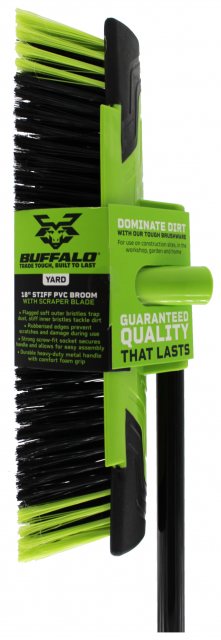 Buffalo Stiff PVC Yard Broom 18" With Handle & Scraper