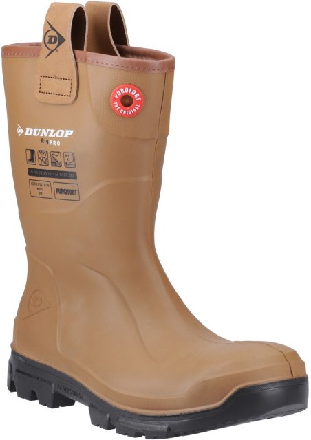 Dunlop Dunlop Unisex Purofort RigPro Full Safety Wellington Brown/Black