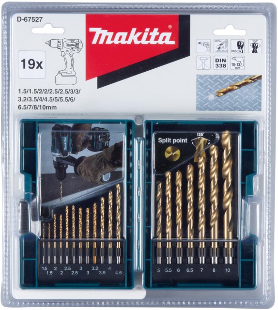 Makita Makita HSS-Tin Metal Drill Bit Set 19 Piece