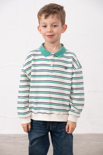 Lighthouse   Lighthouse Myles Jersey Sweatshirt Sea Green/Navy Stripe