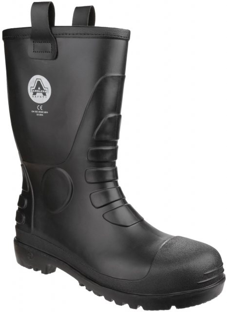 Amblers Amblers Unisex FS90 Waterproof PVC Pull On Safety Rigger Boot Black