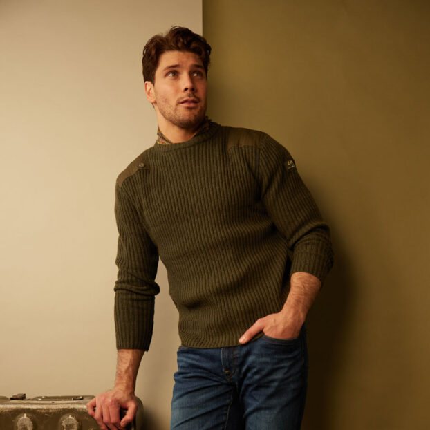 Land Rover Wool Rib Knitted Sweater Bronze Green