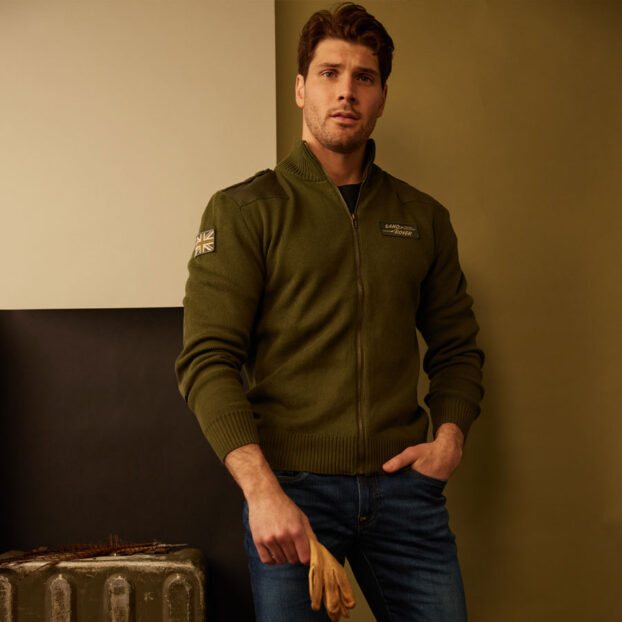 Land Rover Full Zip Up Cardigan Olive