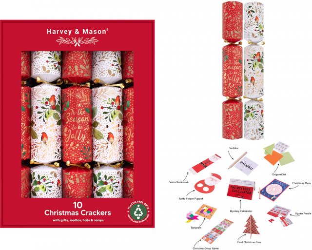 Harvey & Mason  Red Robin Christmas Cracker 14" 10 Pack