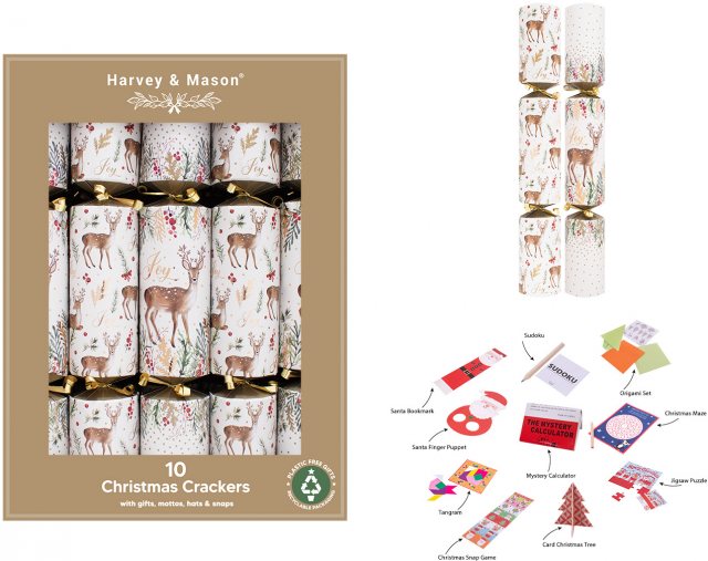 Harvey & Mason  Gold Deer Christmas Crackers 14" 10 Pack