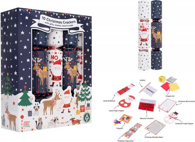 Harvey & Mason  Blue Santa's Yelpers Christmas Crackers 12" 10 Pack