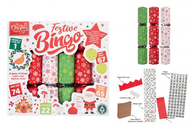 Bingo Christmas Crackers 9" 6 Pack