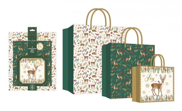 Eco Reindeer Gift Bags 3 Pack