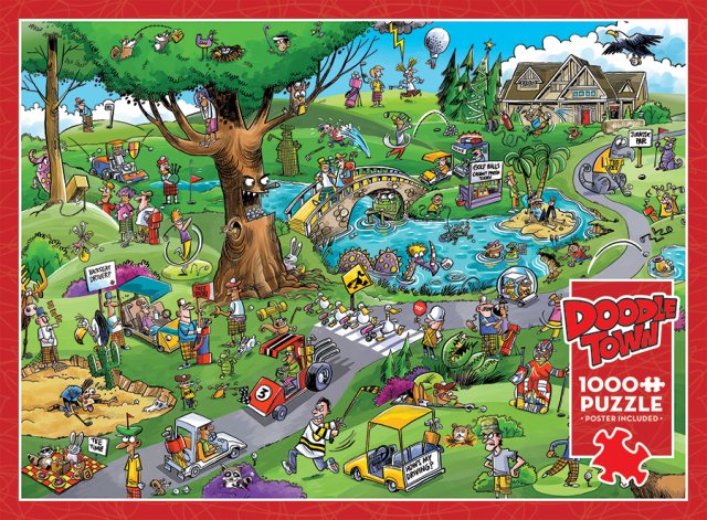 Cobble Hill Doodle Town Par For The Course Jigsaw Puzzle 1000 Piece