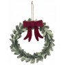 WREATH LEAF RED BOW HANGING