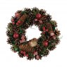 WREATH TARTAN BOWS 36CM FRUIT/BIRD